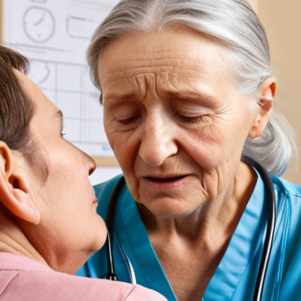 **Image:** A dementia caretaker actively listening to a patient with empathy. Focus on the non-verbal cues of both the caretaker (gentle expression, attentive posture) and the patient (signs of relief, feeling understood).